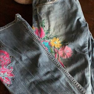 Allen B Embroiled Flower Jeans